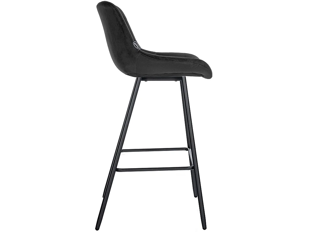 Tabouret de bar - Velours - Noir - Weston