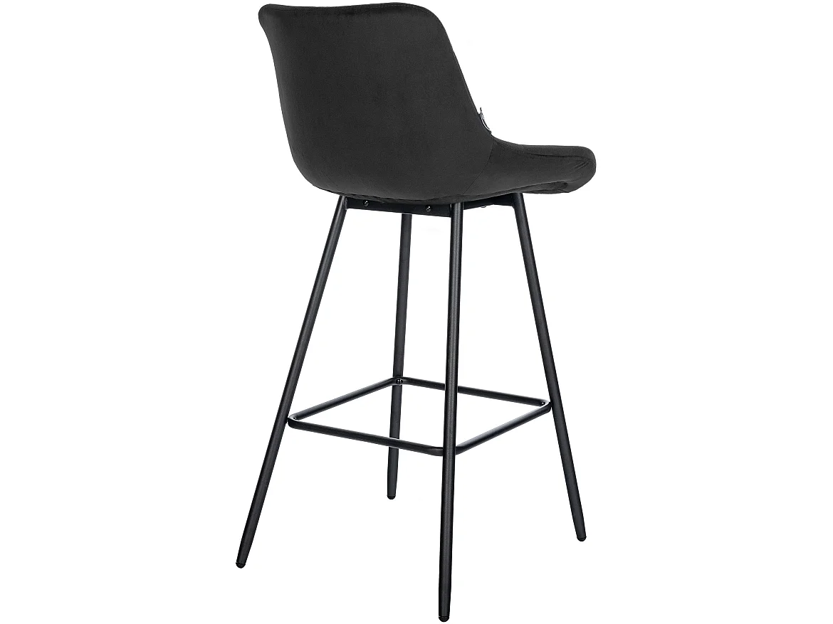 Tabouret de bar - Velours - Noir - Weston
