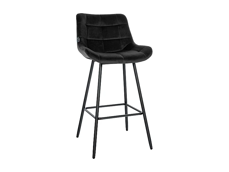 Tabouret de bar - Velours & Métal - Noir - Weston
