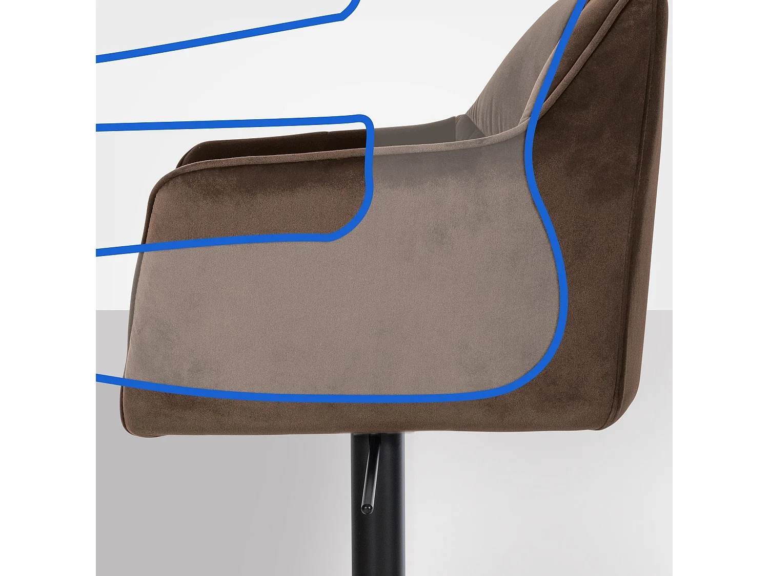 Tabouret de bar - Velours & Noir - Marron - Damaso