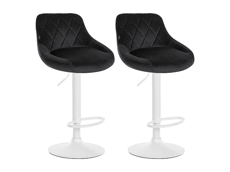 Lot de 2  Tabouret de bar - Velours & Métal - Noir - Lazio