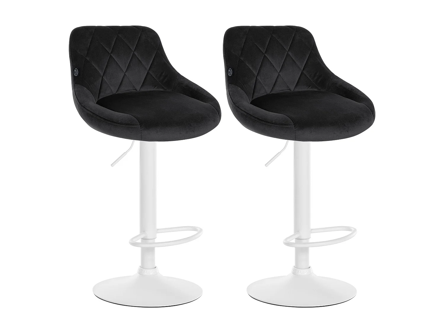 Lot de 2  Tabouret de bar - Velours & Métal - Noir - Lazio