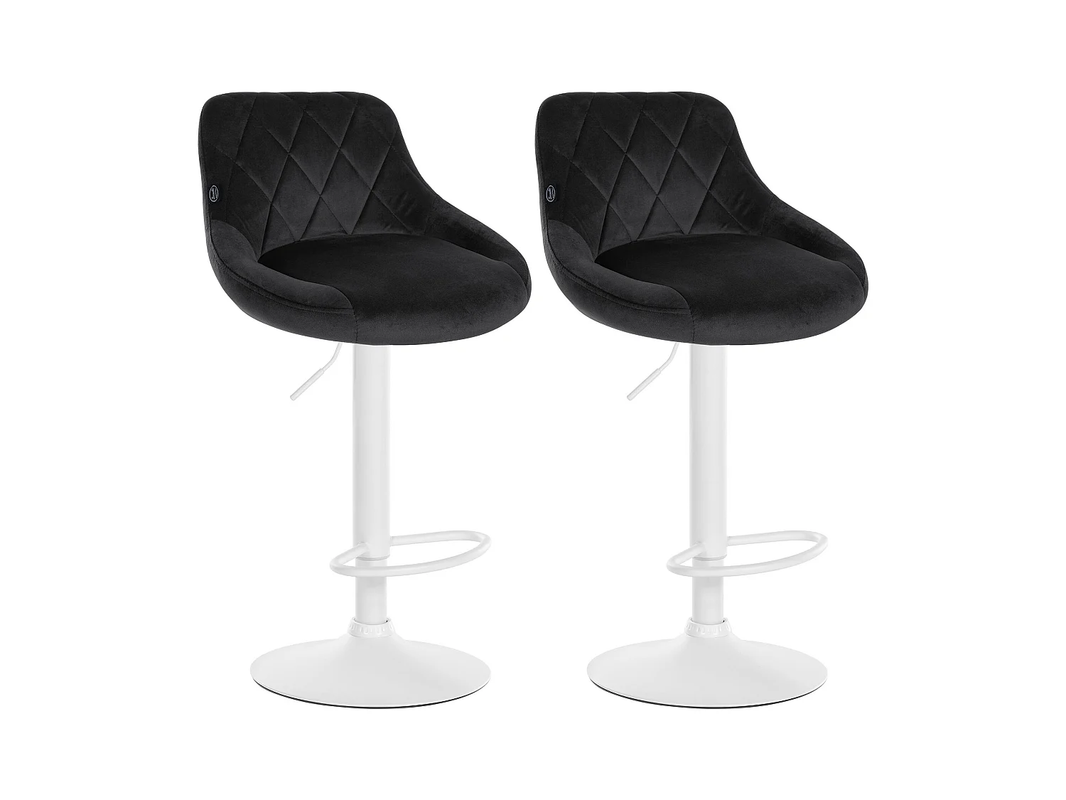 Lot de 2  Tabouret de bar - Velours & Métal - Noir - Lazio