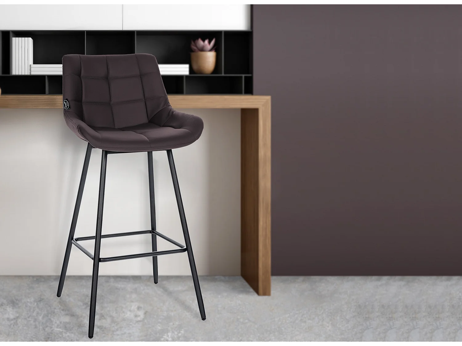 Tabouret de bar - Similicuir & Métal - Marron - Weston