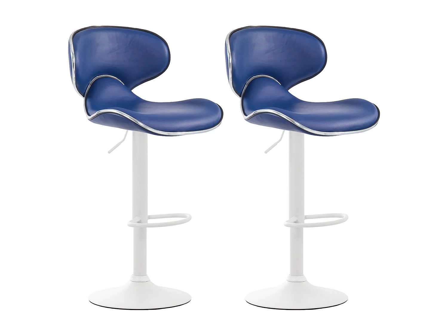 Lot de 2  Tabouret de bar - Similicuir & Blanc - Bleu - Las Vegas v2