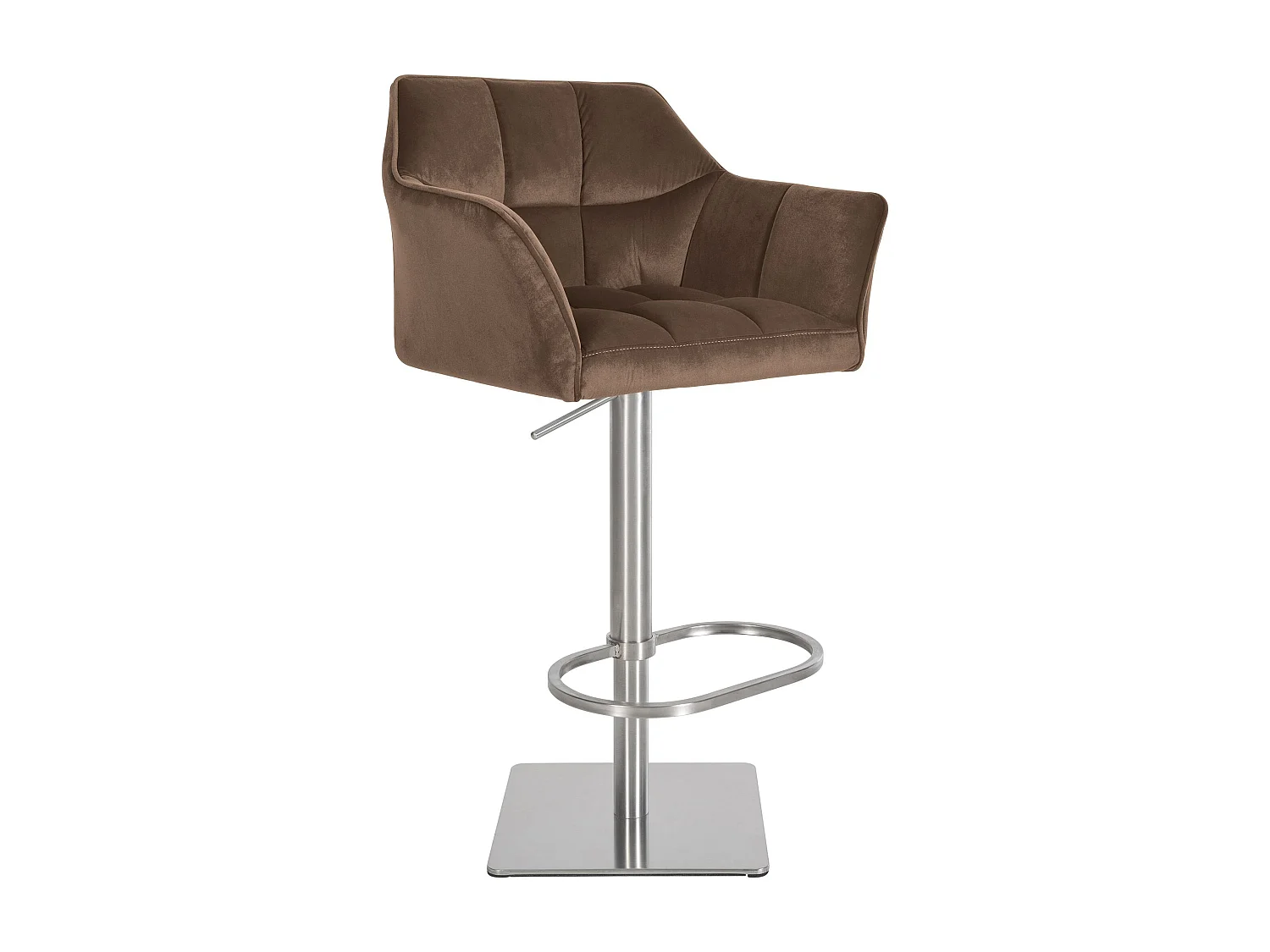 Tabouret de bar - Velours & Acier inoxydable - Marron - Damaso