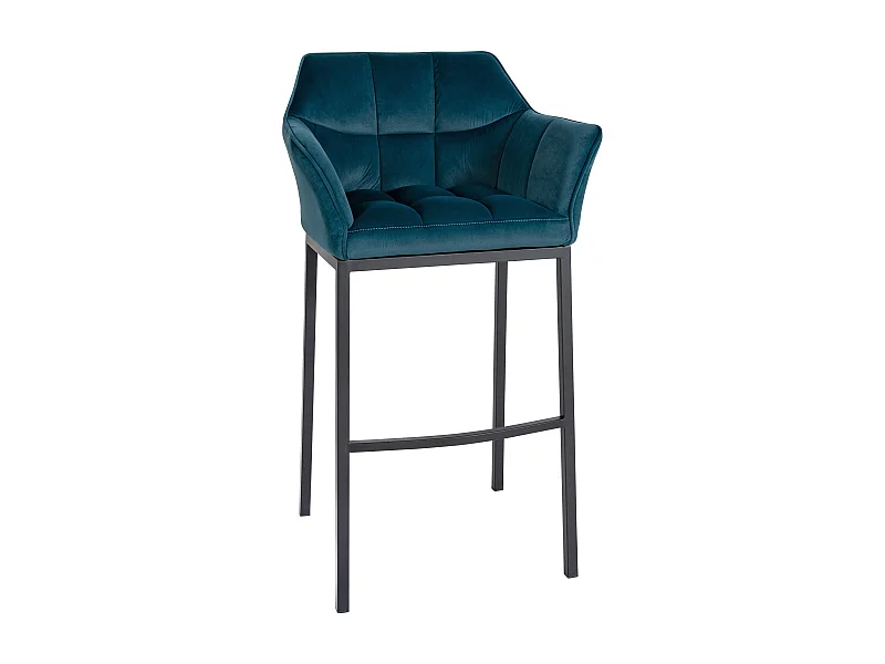 Tabouret de bar - Velours & Noir - Vert - Damaso