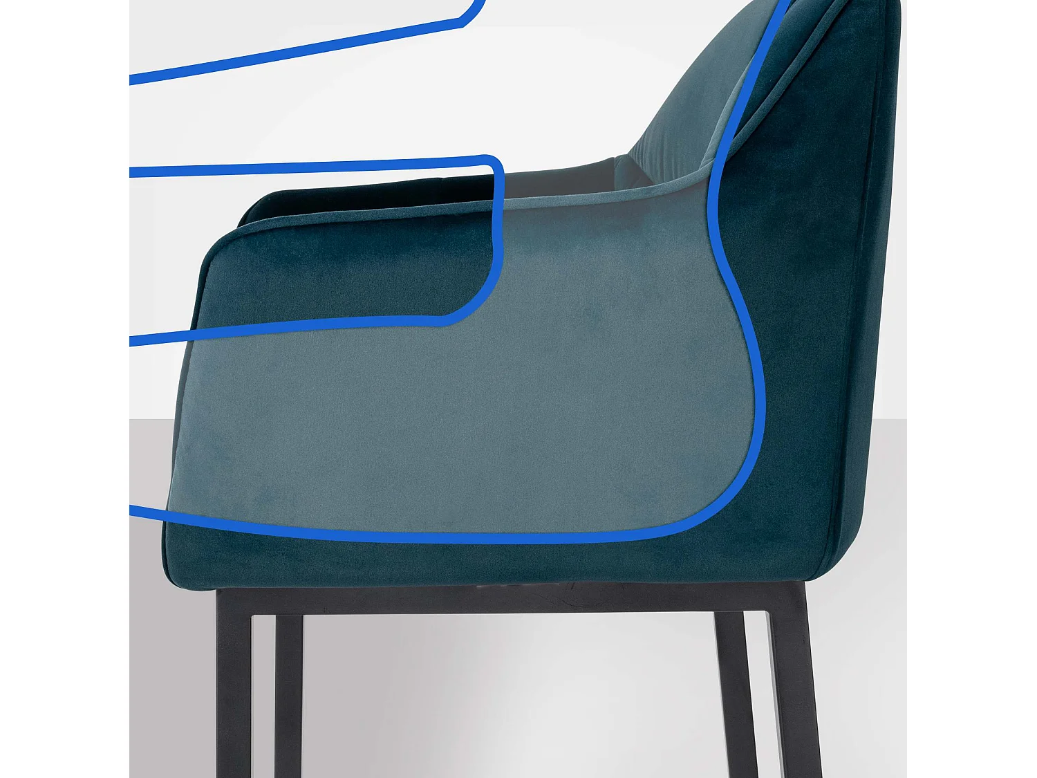 Tabouret de bar - Velours & Noir - Vert - Damaso