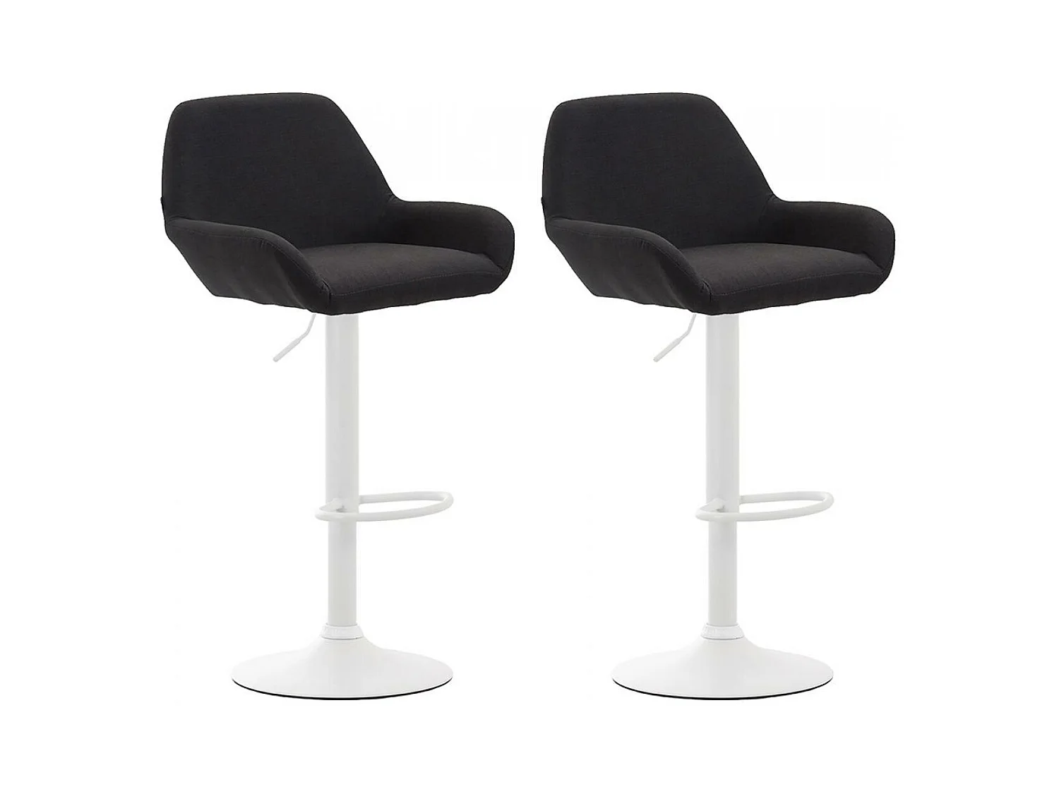 Lot de 2  Tabouret de bar - Tissu & Métal chromé - Noir - Braga