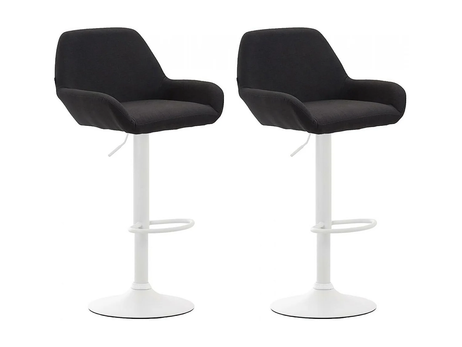 Lot de 2  Tabouret de bar - Tissu & Métal chromé - Noir - Braga