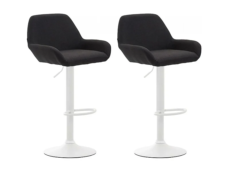 Lot de 2  Tabouret de bar - Tissu & Métal chromé - Noir - Braga