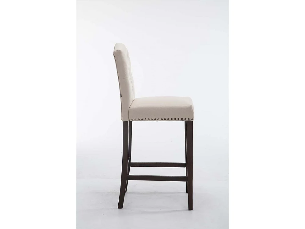 Tabouret de bar - Tissu & Bois - Crème - Louise