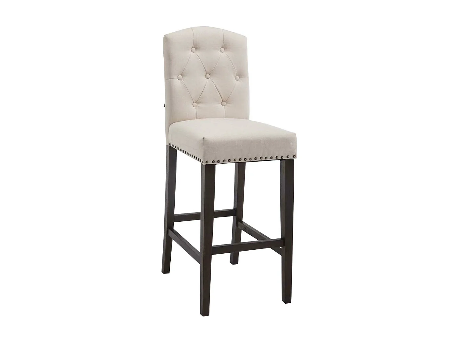 Tabouret de bar - Tissu & Bois - Crème - Louise