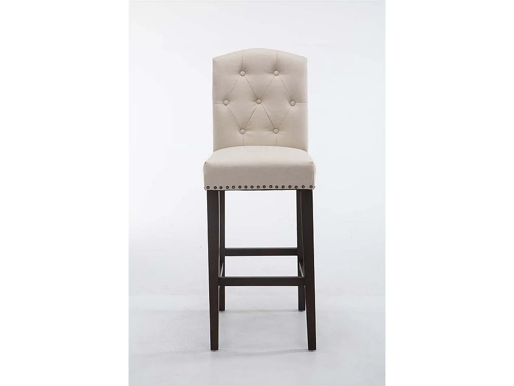 Tabouret de bar - Tissu & Bois - Crème - Louise