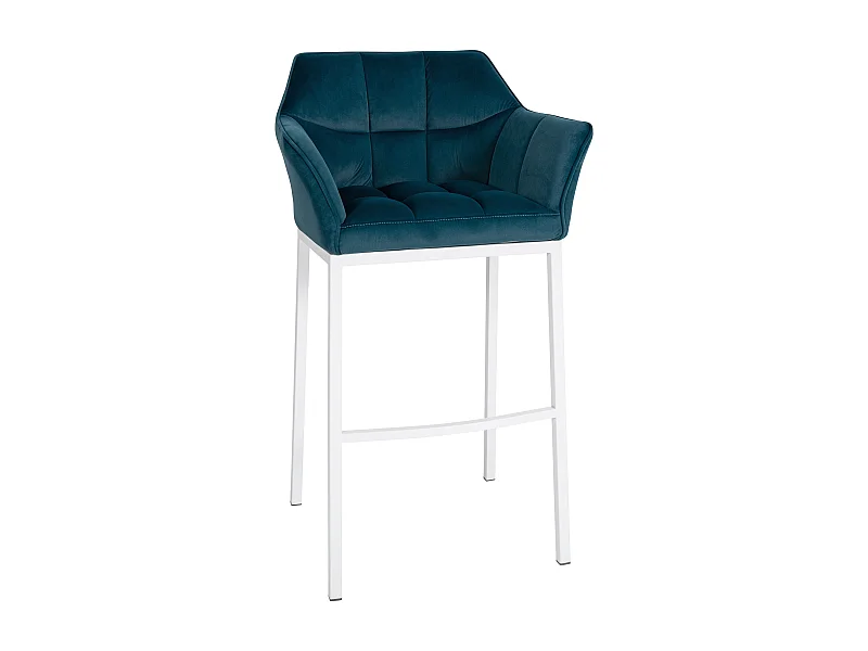 Tabouret de bar - Velours & Blanc - Vert - Damaso