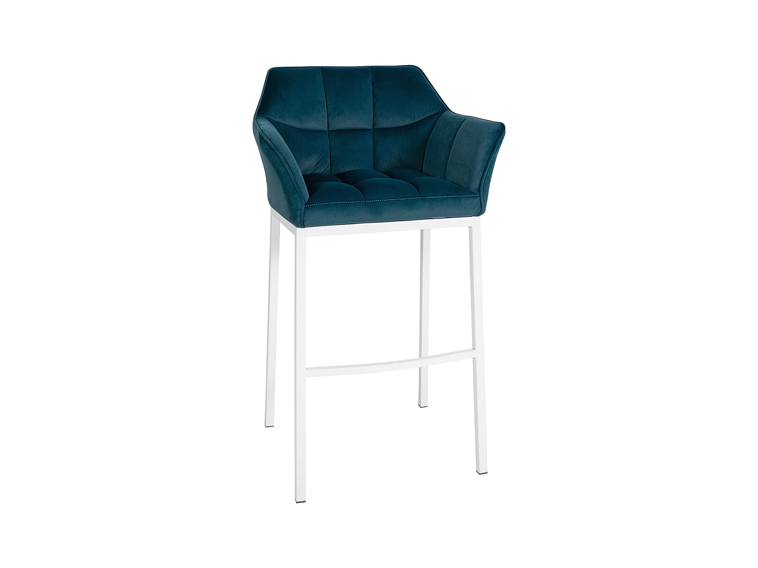 Tabouret de bar - Velours & Blanc - Vert - Damaso