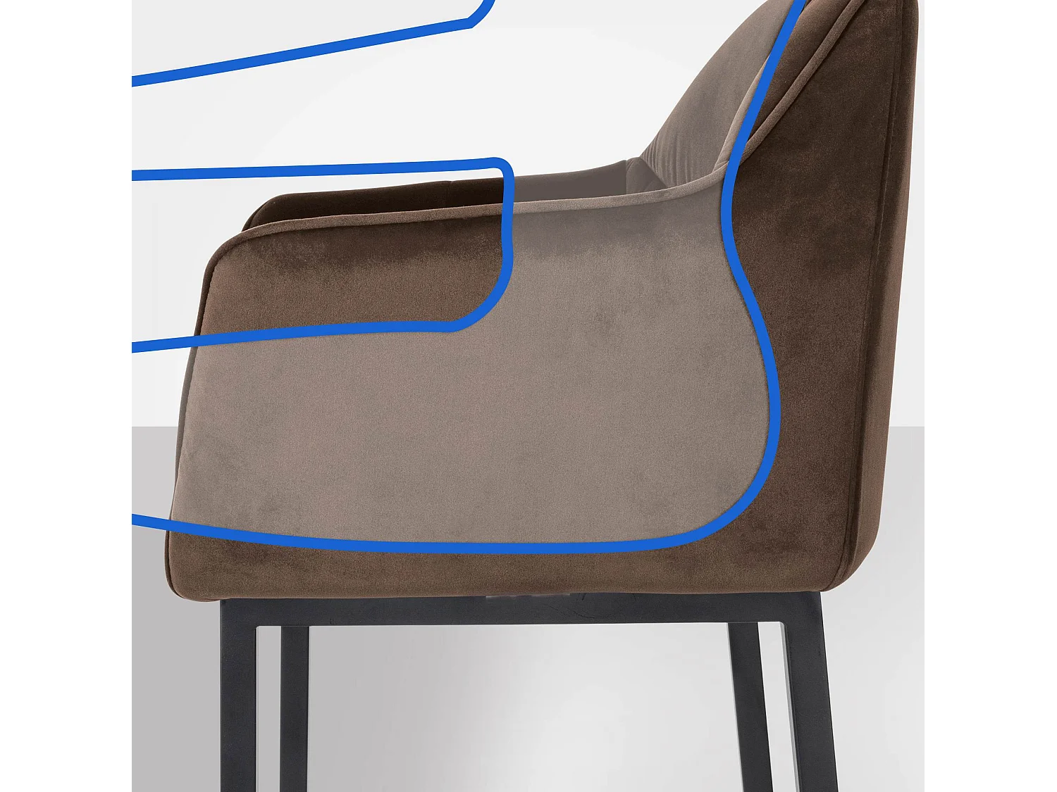 Tabouret de bar - Velours & Noir - Marron - Damaso