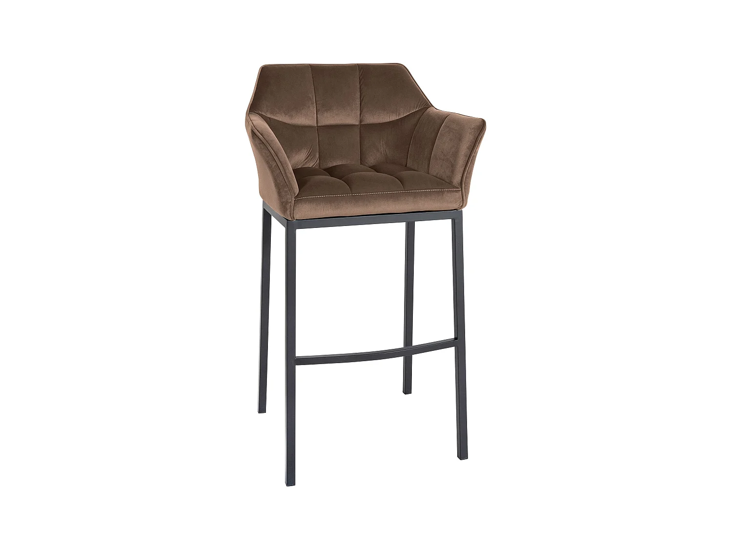 Tabouret de bar - Velours & Noir - Marron - Damaso