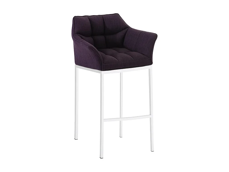 Tabouret de bar - Tissu & Blanc - Violet - Damaso