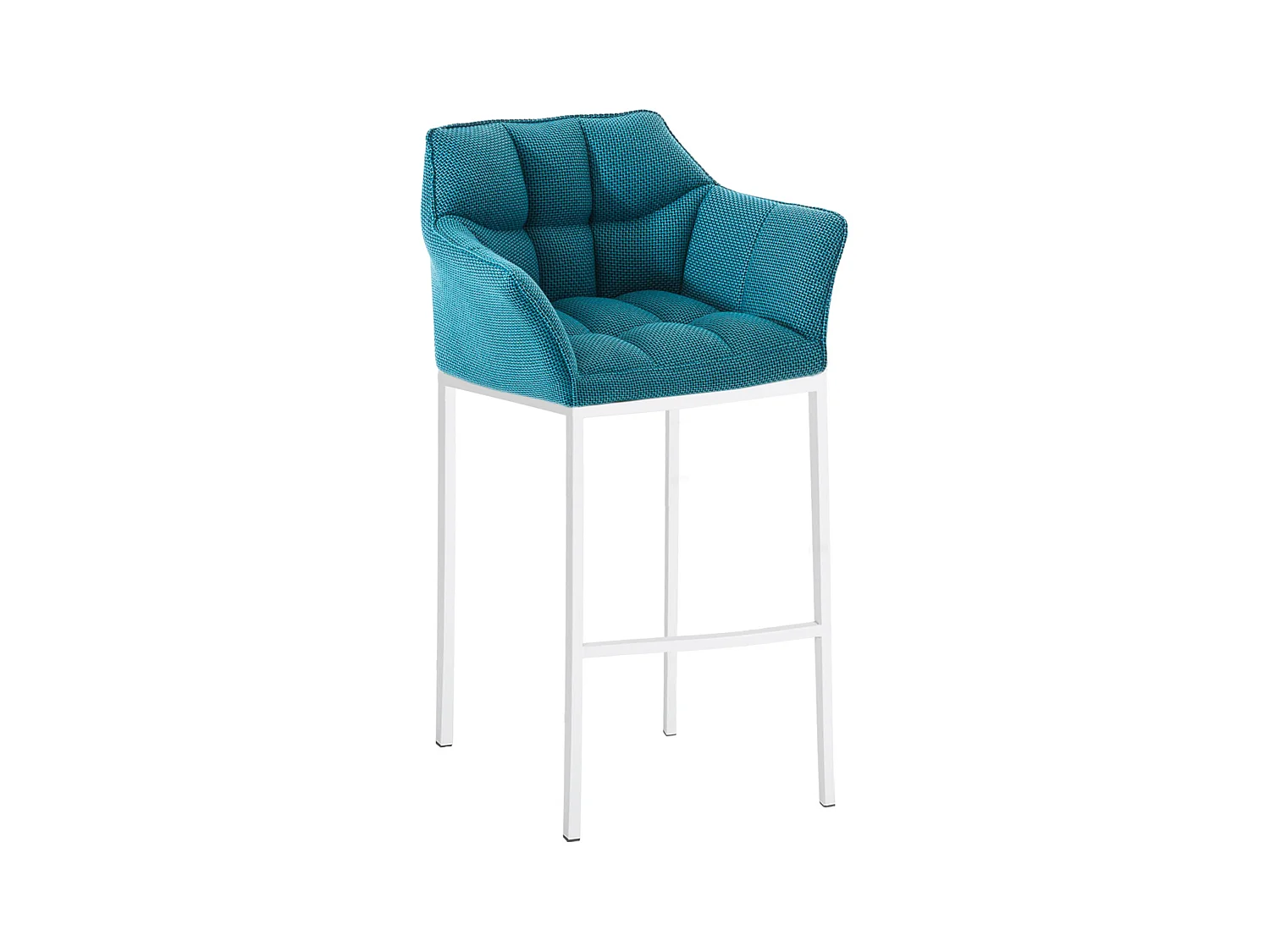 Tabouret de bar - Tissu & Blanc - Turquoise - Damaso