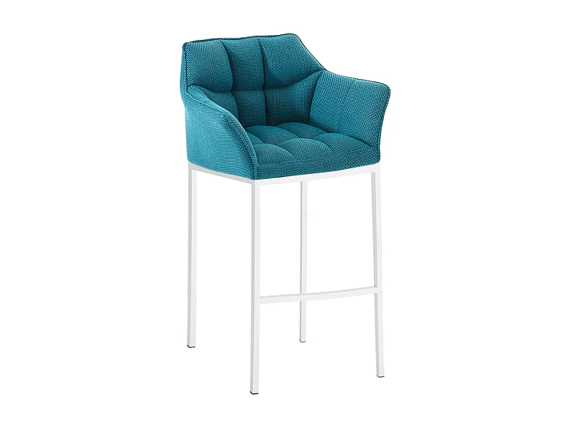 Tabouret de bar - Tissu & Blanc - Turquoise - Damaso