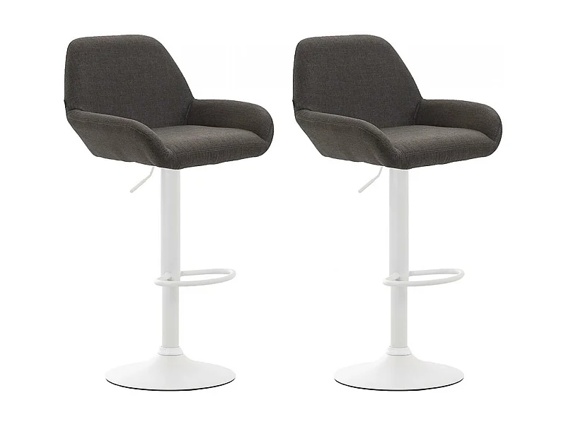 Lot de 2  Tabouret de bar - Tissu & Métal chromé - Gris foncé - Braga
