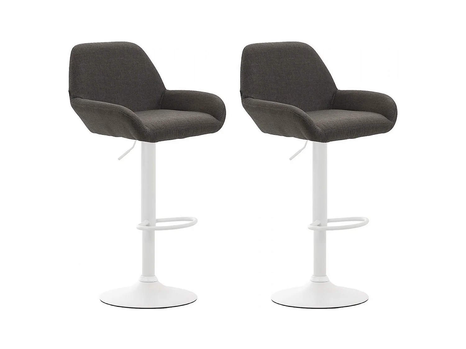 Lot de 2  Tabouret de bar - Tissu & Métal chromé - Gris foncé - Braga