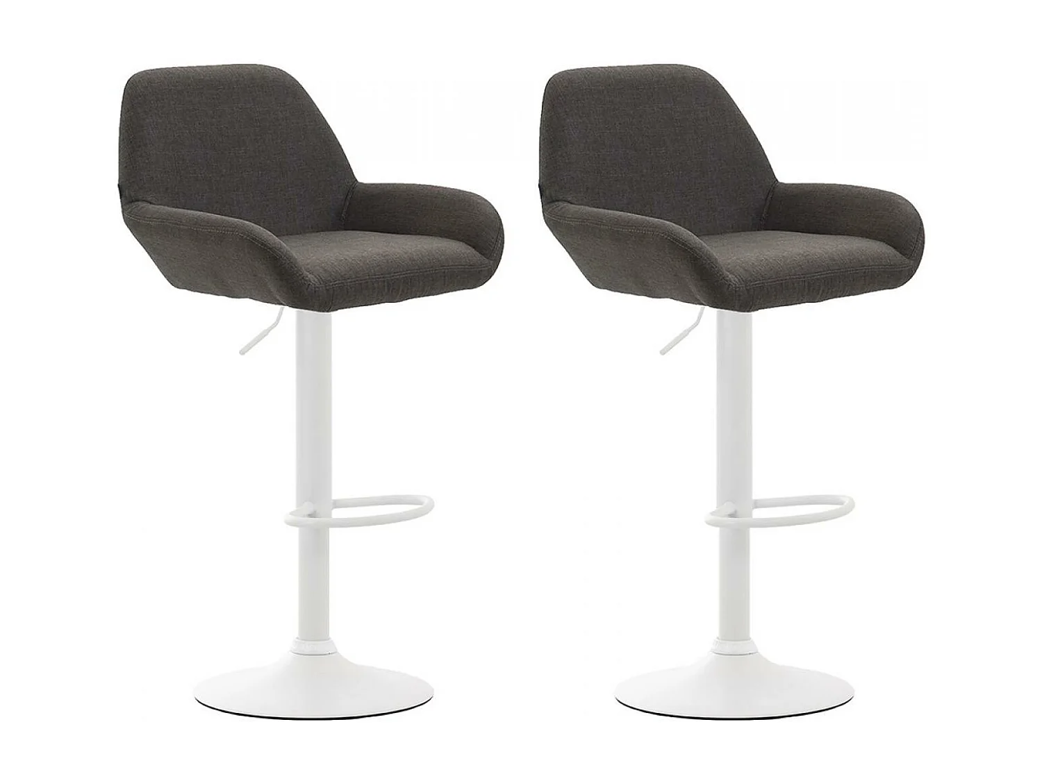 Lot de 2  Tabouret de bar - Tissu & Métal chromé - Gris foncé - Braga