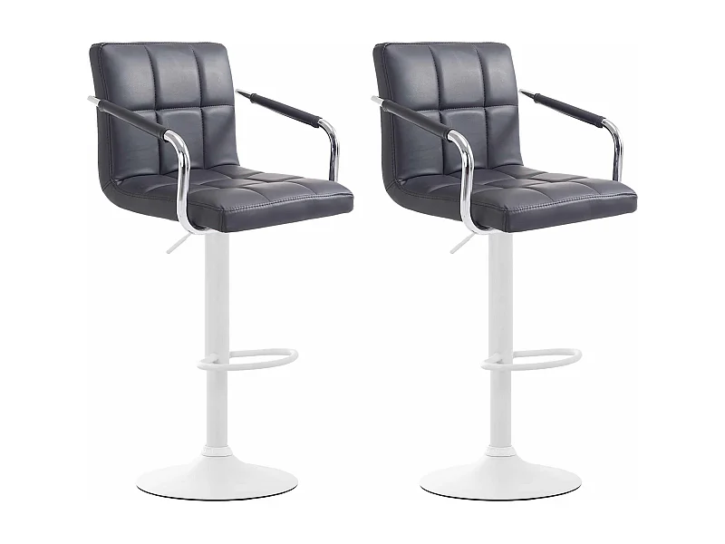 Lot de 2  Tabouret de bar - Similicuir & Blanc - Noir - Lucy V2