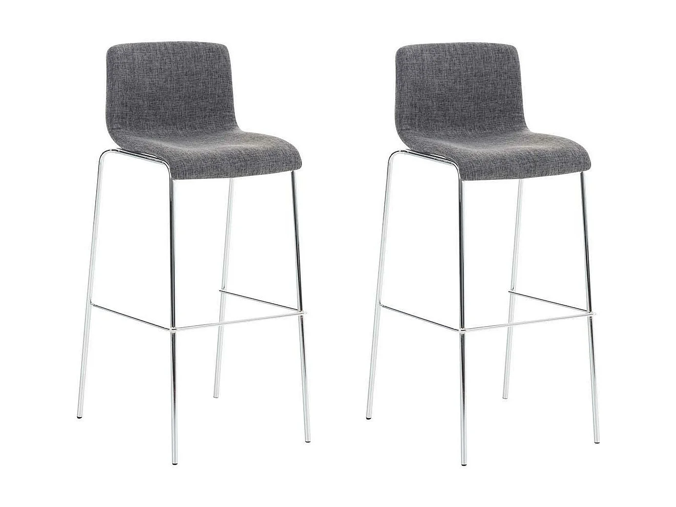 Lot de 2  Tabouret de bar - Tissu & Chrome - Gris clair - Hover