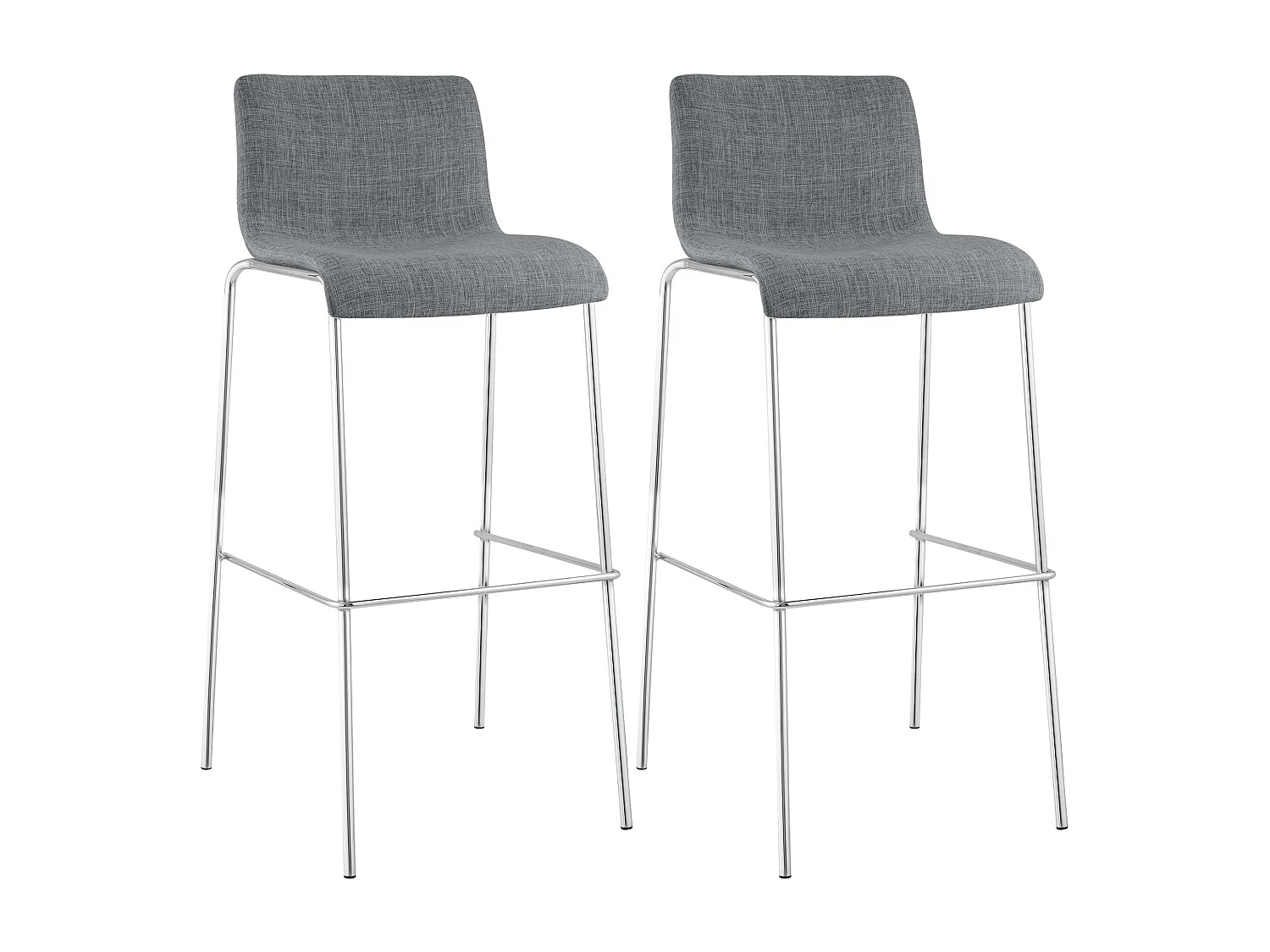 Lot de 2  Tabouret de bar - Tissu & Chrome - Gris clair - Hover