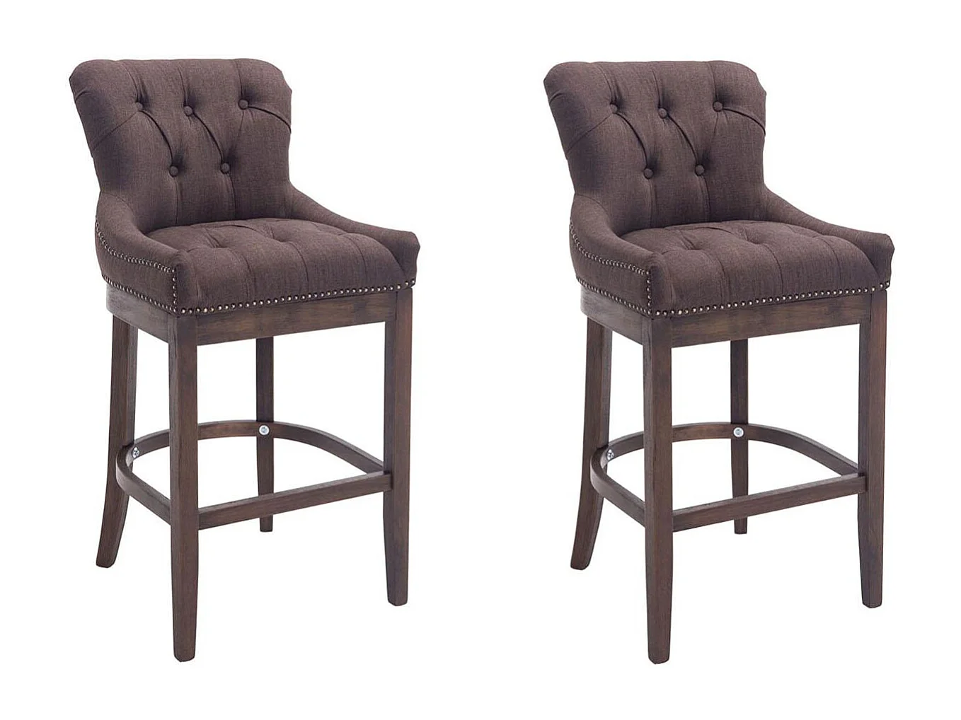 Lot de 2  Tabouret de bar - Tissu & Antique - Marron - Lakewood