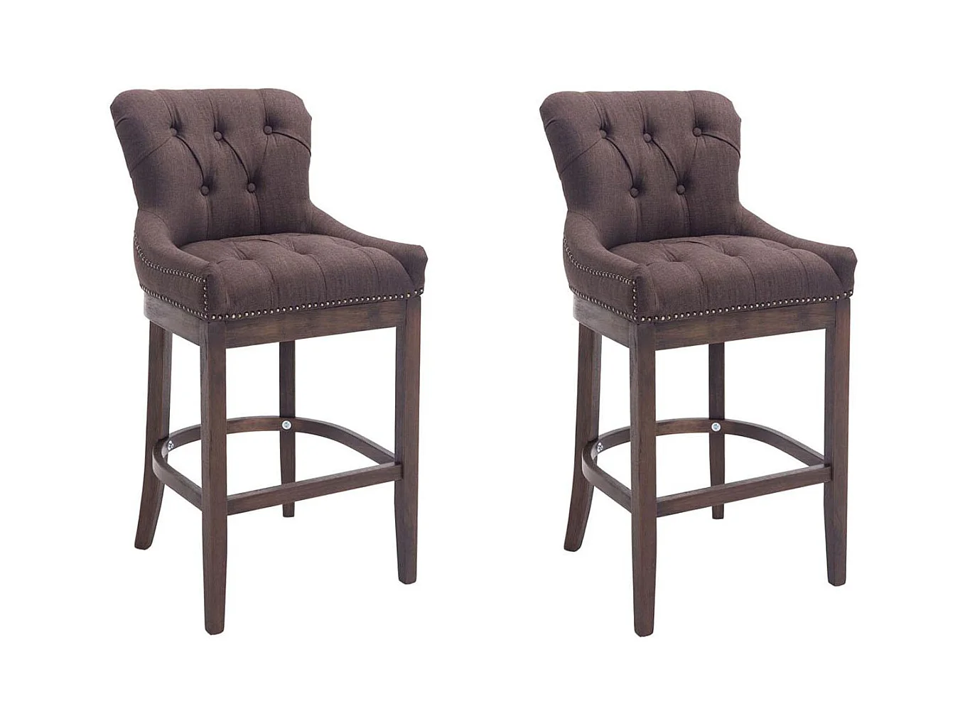 Lot de 2  Tabouret de bar - Tissu & Antique - Marron - Lakewood