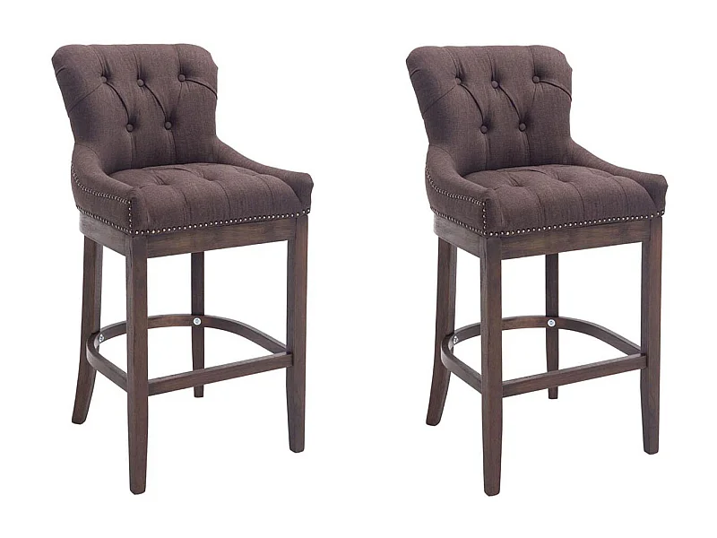 Lot de 2  Tabouret de bar - Tissu & Antique - Marron - Lakewood