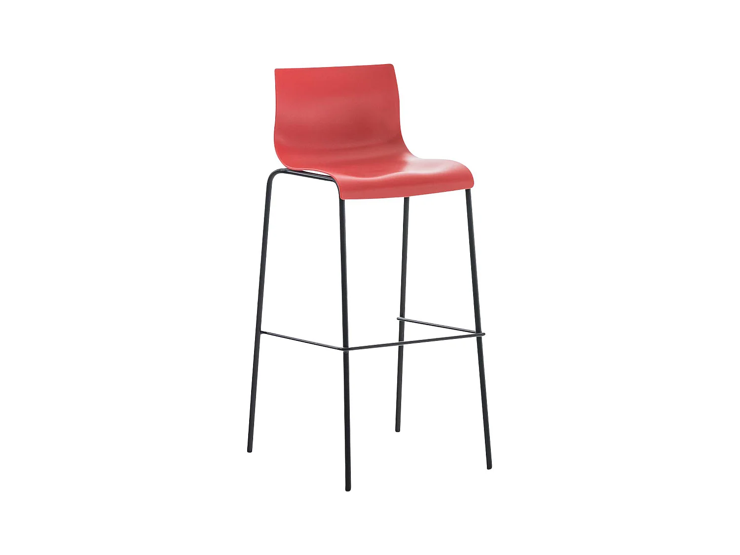 Tabouret de bar - Plastique & Noir - Rouge - Hoover