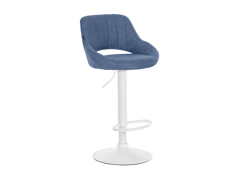 Tabouret de bar - Tissu & Blanc - Bleu - Milet