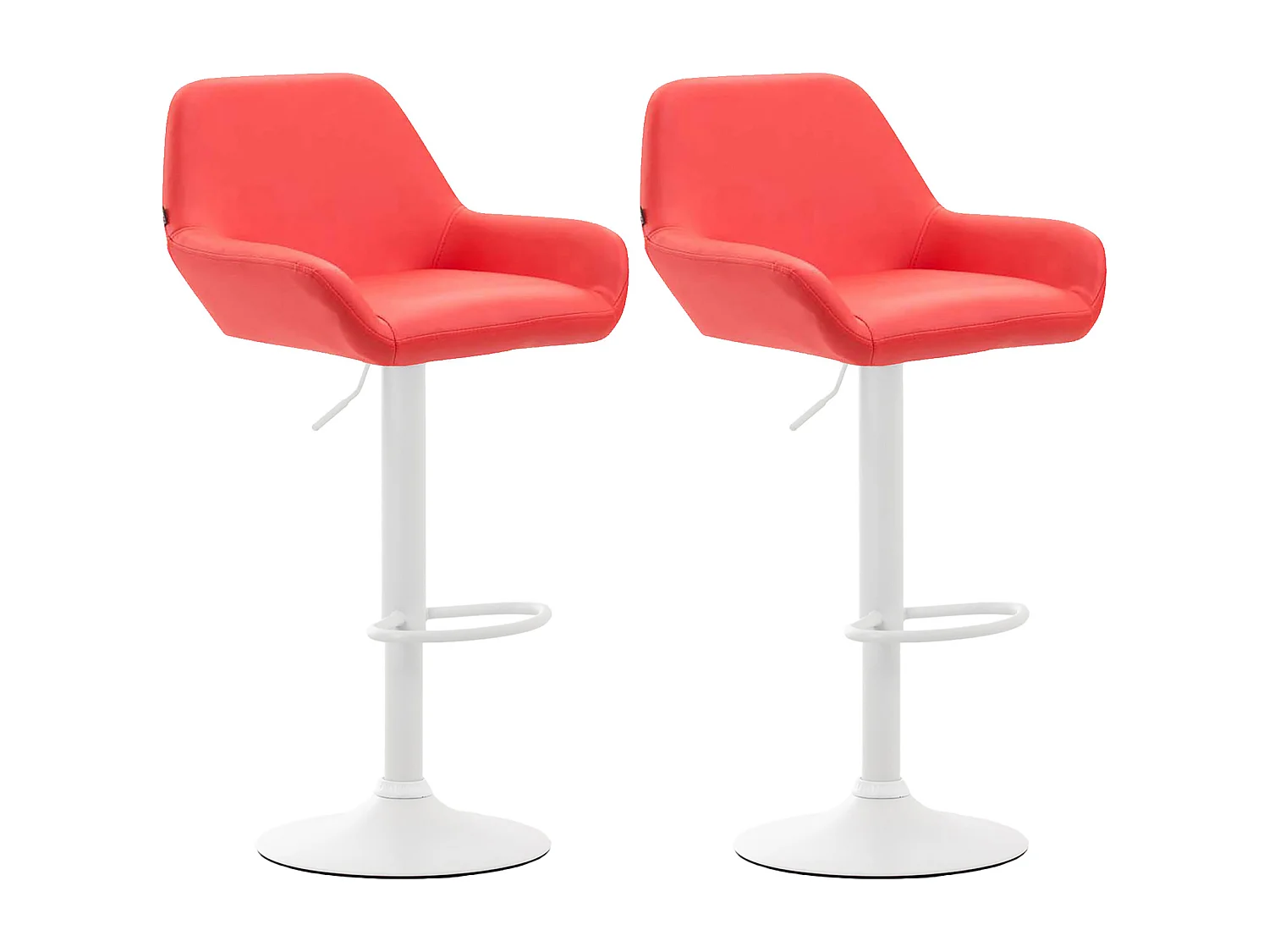 Lot de 2  Tabouret de bar - Similicuir (PVC) & Métal noir mat - Rouge - Braga