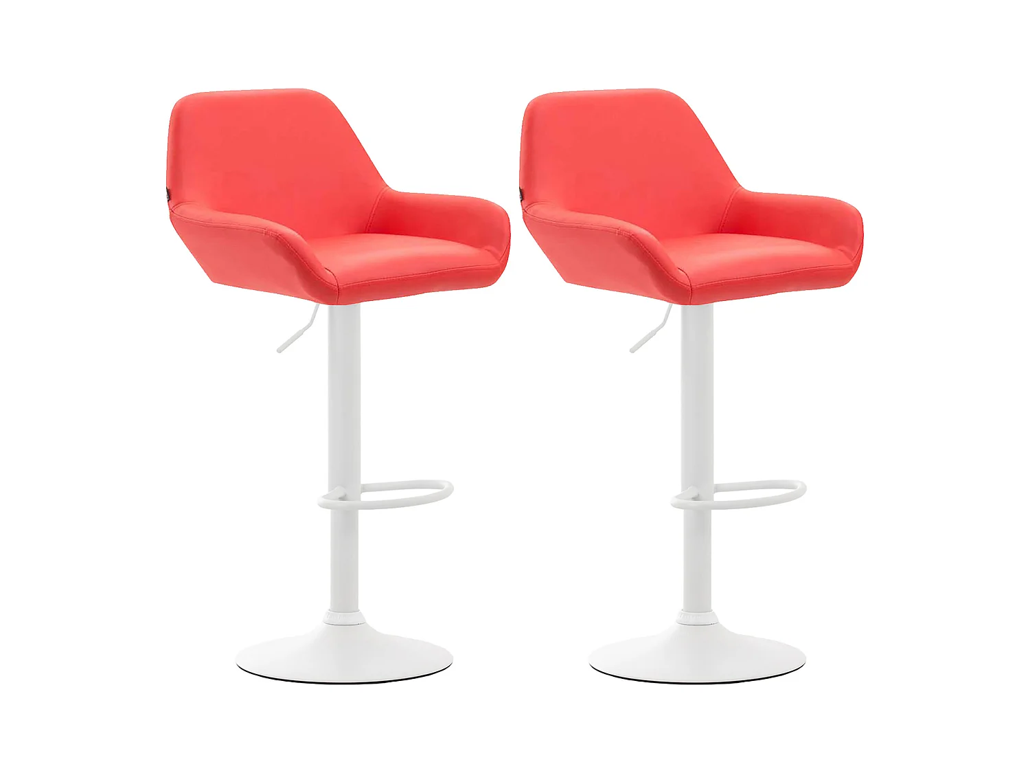 Lot de 2  Tabouret de bar - Similicuir (PVC) & Métal noir mat - Rouge - Braga