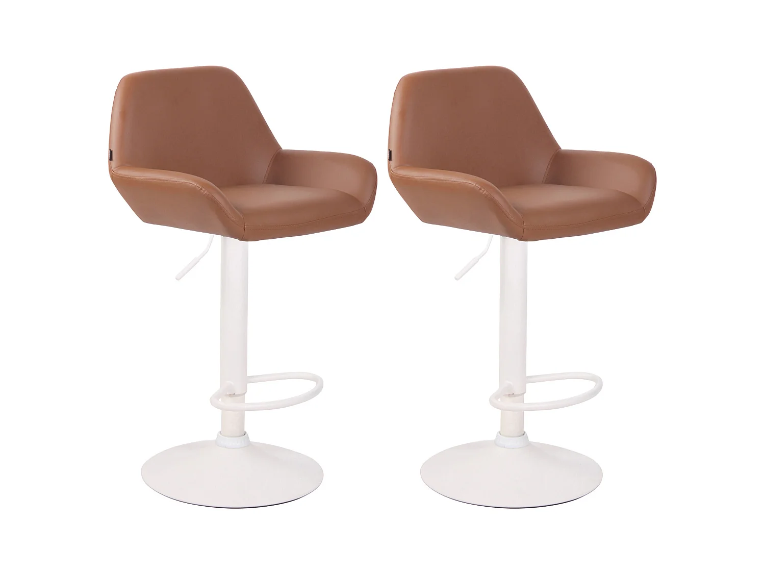 Lot de 2  Tabouret de bar - Similicuir (PVC) & Métal noir mat - Marron clair - Braga