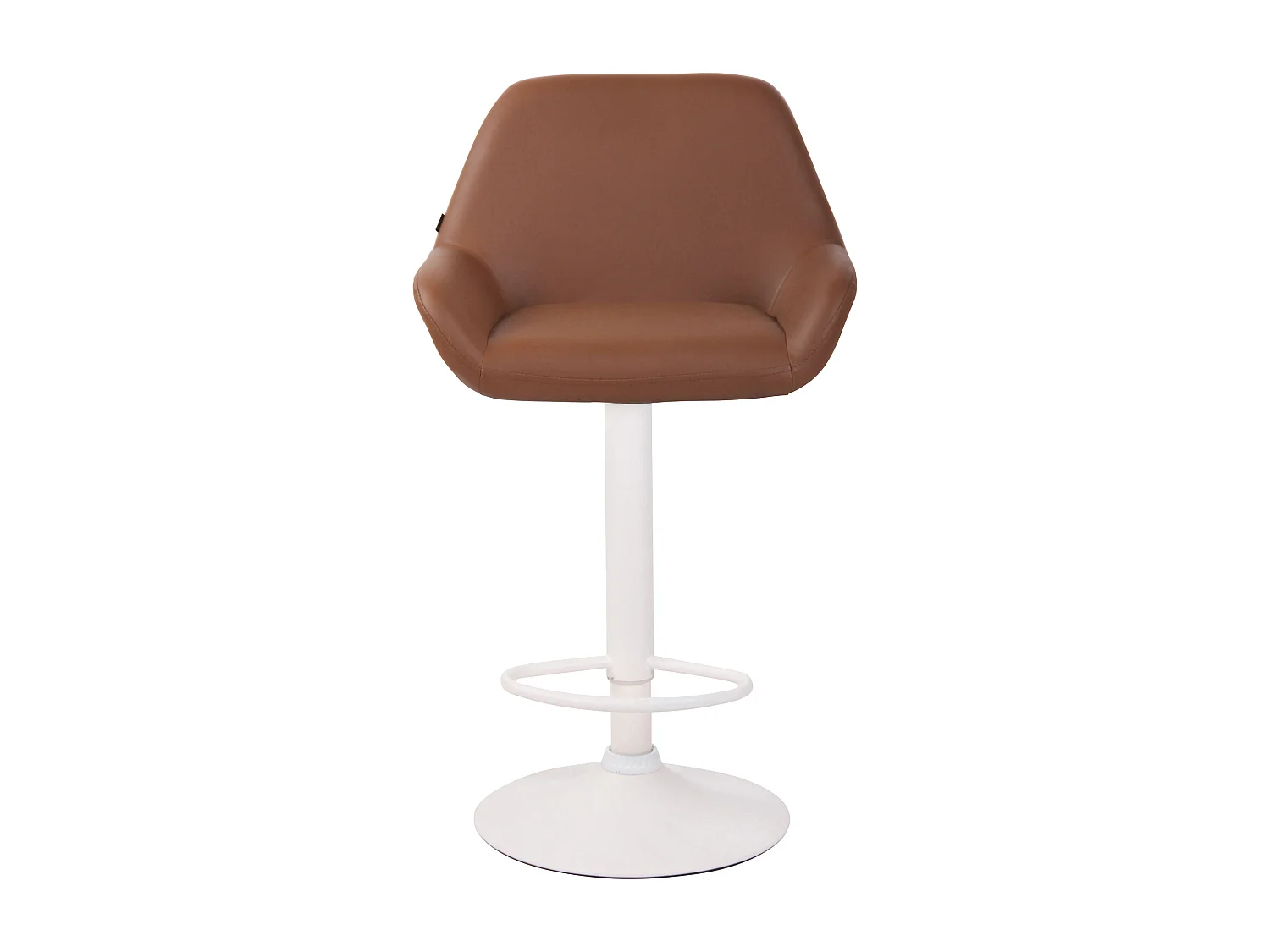 Lot de 2  Tabouret de bar - Similicuir (PVC) & Métal noir mat - Marron clair - Braga