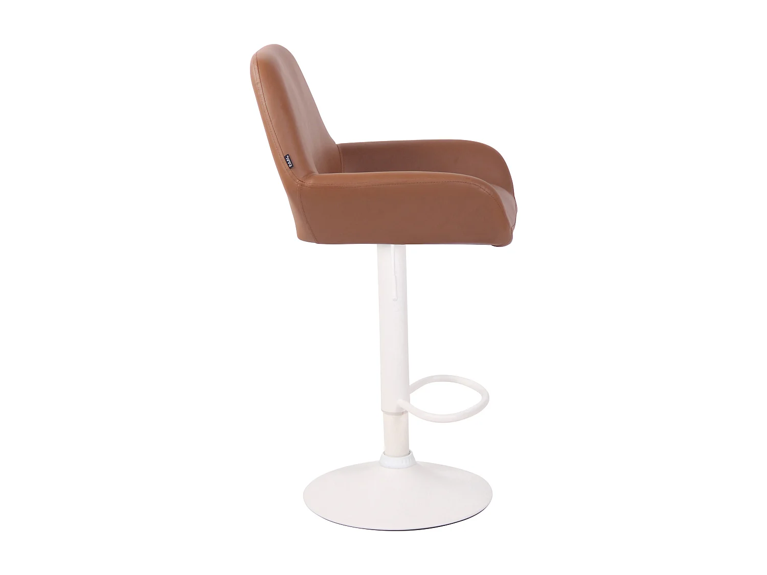 Lot de 2  Tabouret de bar - Similicuir (PVC) & Métal noir mat - Marron clair - Braga