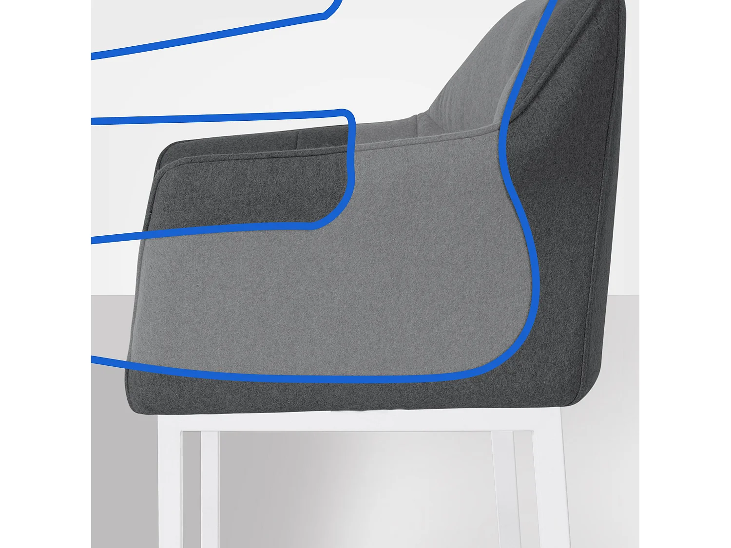 Tabouret de bar - Feutrine & Blanc - Anthracite - Damaso