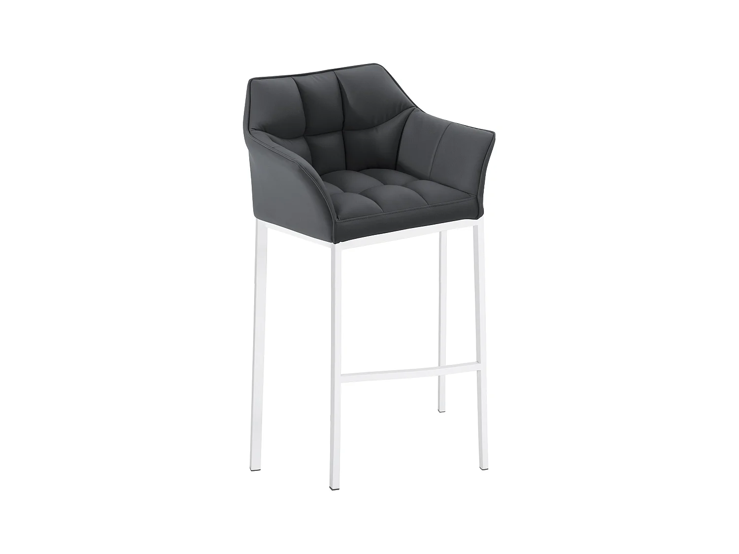 Tabouret de bar - Similicuir & Blanc - Gris - Damaso