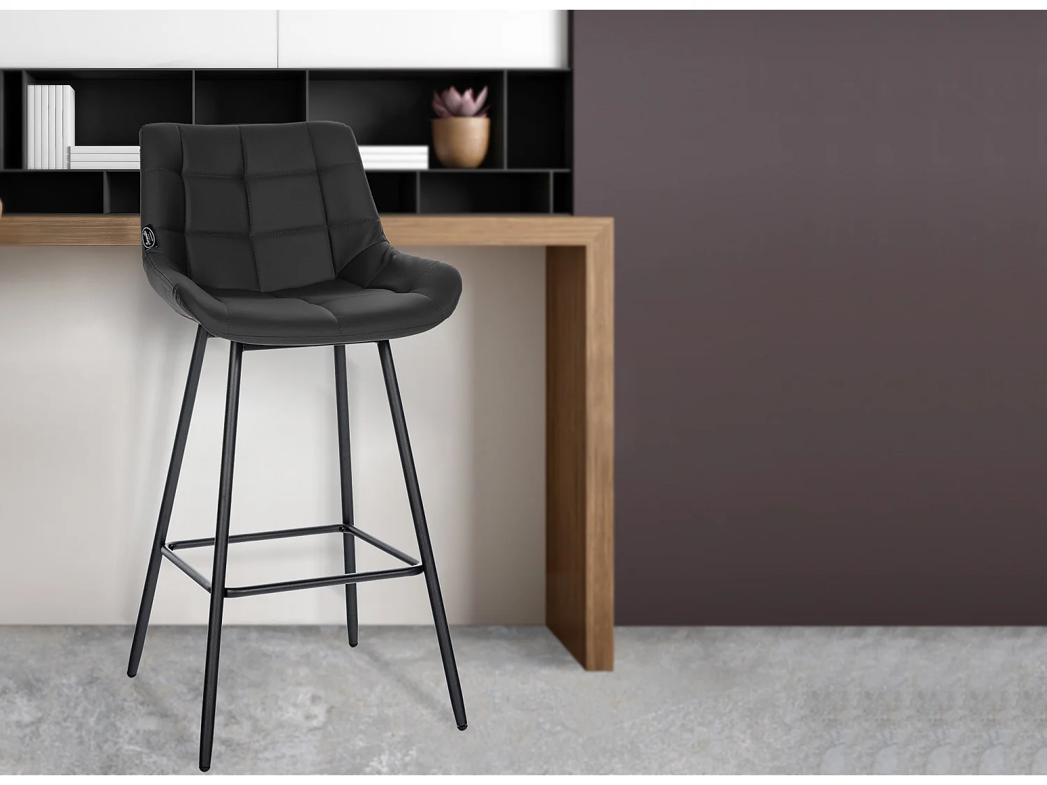 Tabouret de bar - Similicuir & Métal - Noir - Weston