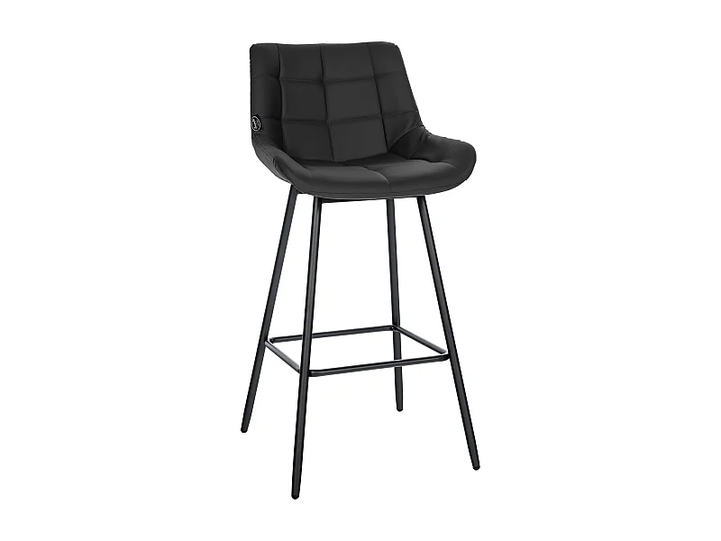 Tabouret de bar - Similicuir & Métal - Noir - Weston