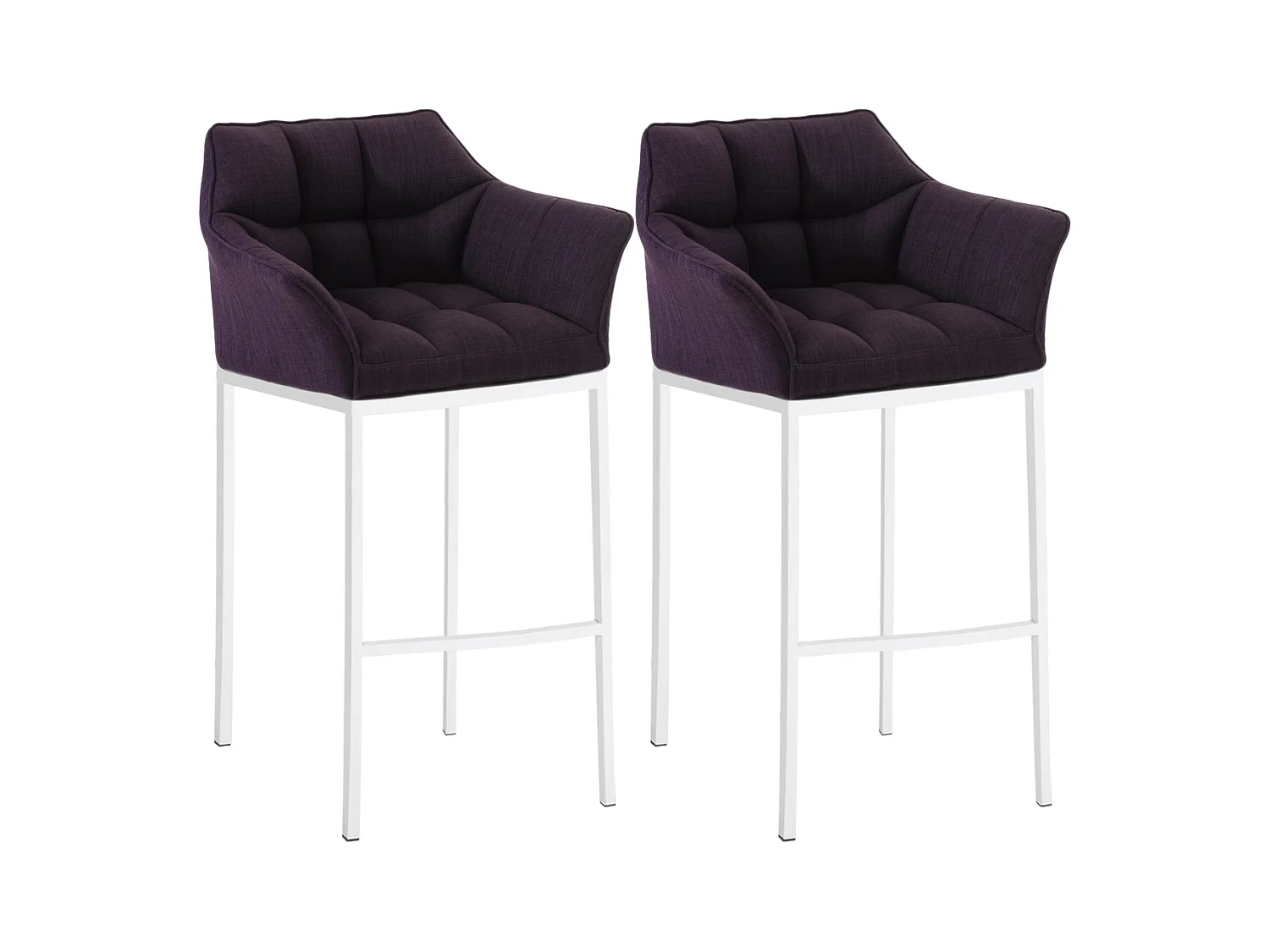 Lot de 2  Tabouret de bar - Tissu & Blanc - Violet - Damaso