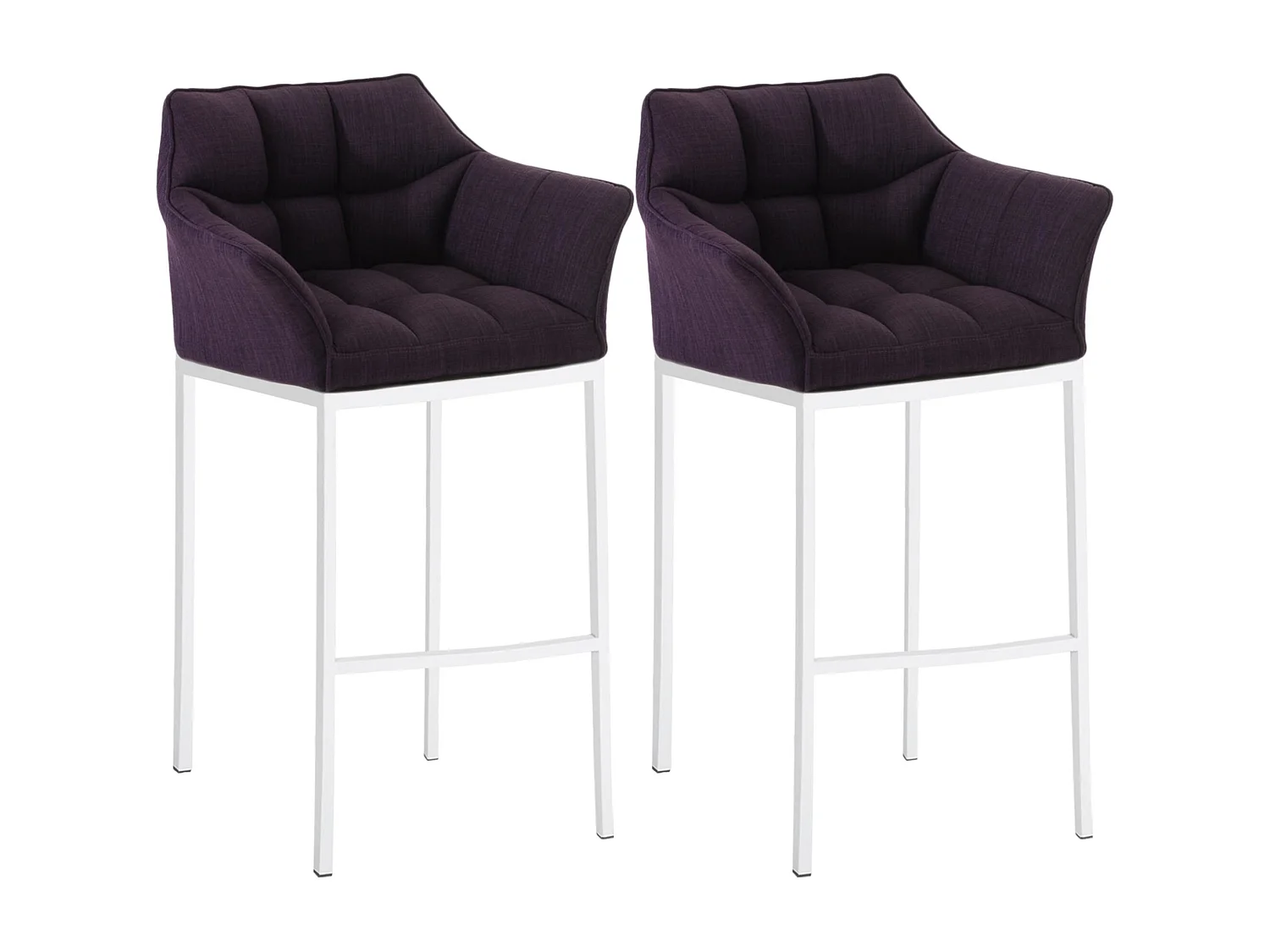 Lot de 2  Tabouret de bar - Tissu & Blanc - Violet - Damaso