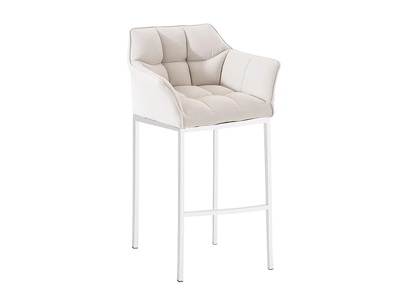Tabouret de bar - Tissu & Blanc - Blanc - Damaso