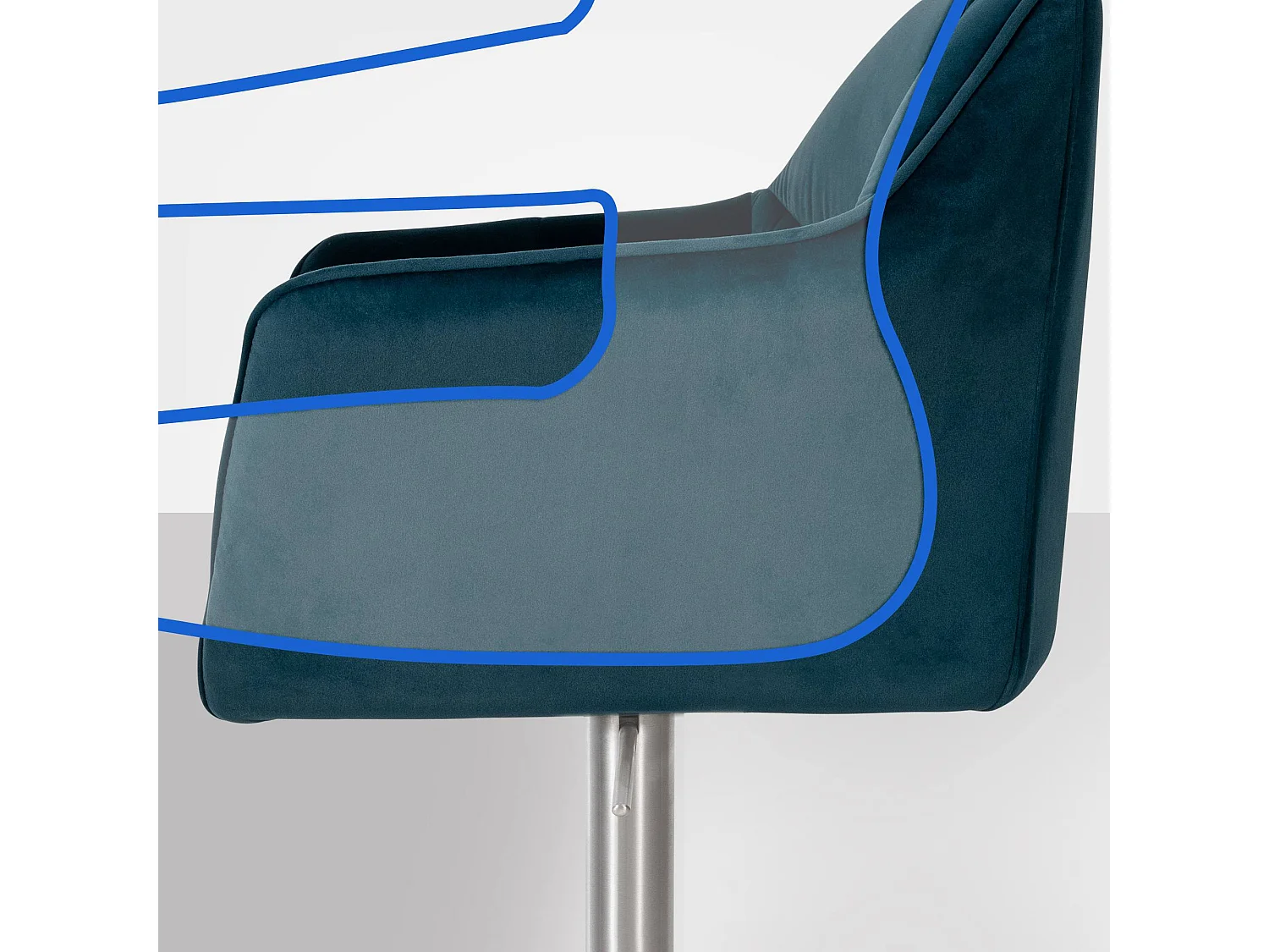 Tabouret de bar - Velours & Acier inoxydable - Vert - Damaso