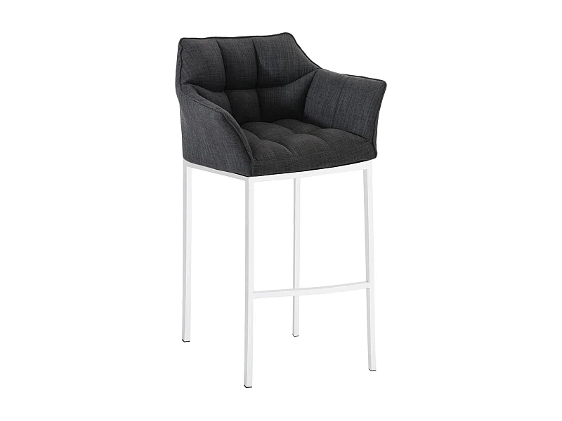 Barhocker - Stoff & weiß - dunkelgrau - Damaso